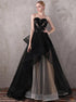 A Line Strapless Sweep Train Tulle Prom Dress LBQ0488